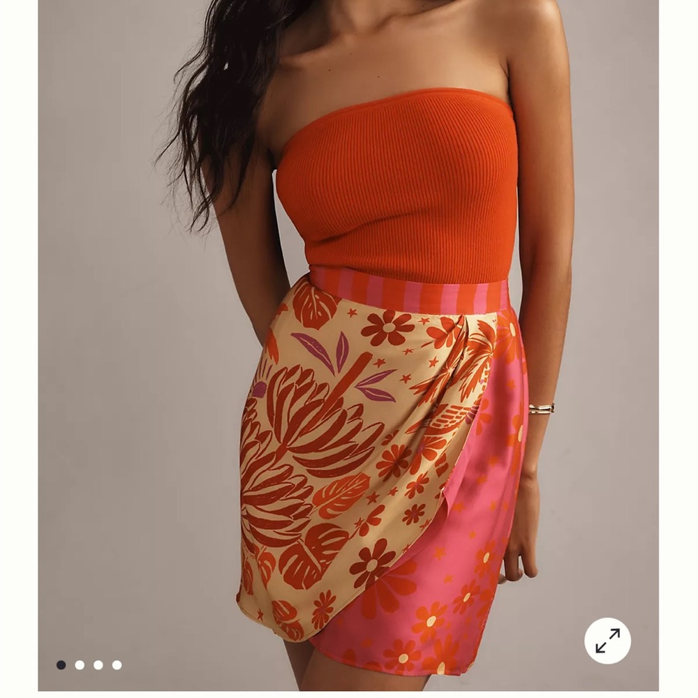 Farm Rio Wrap Slip Mini Skirt NWT